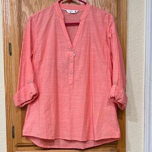 Riders By Lee Coral Roll-Up Sleeve Tunic - Size Medium